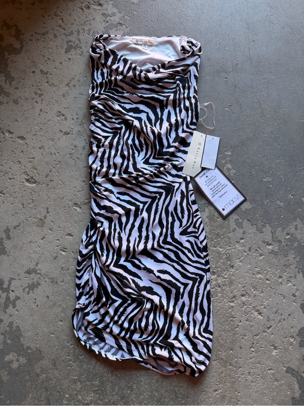 “New” Katia Rea Zebra Print Strapless Bodycon Dress sizeXS,S
